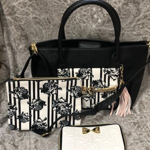 Betsey Johnson satchel, wristlet and wallet